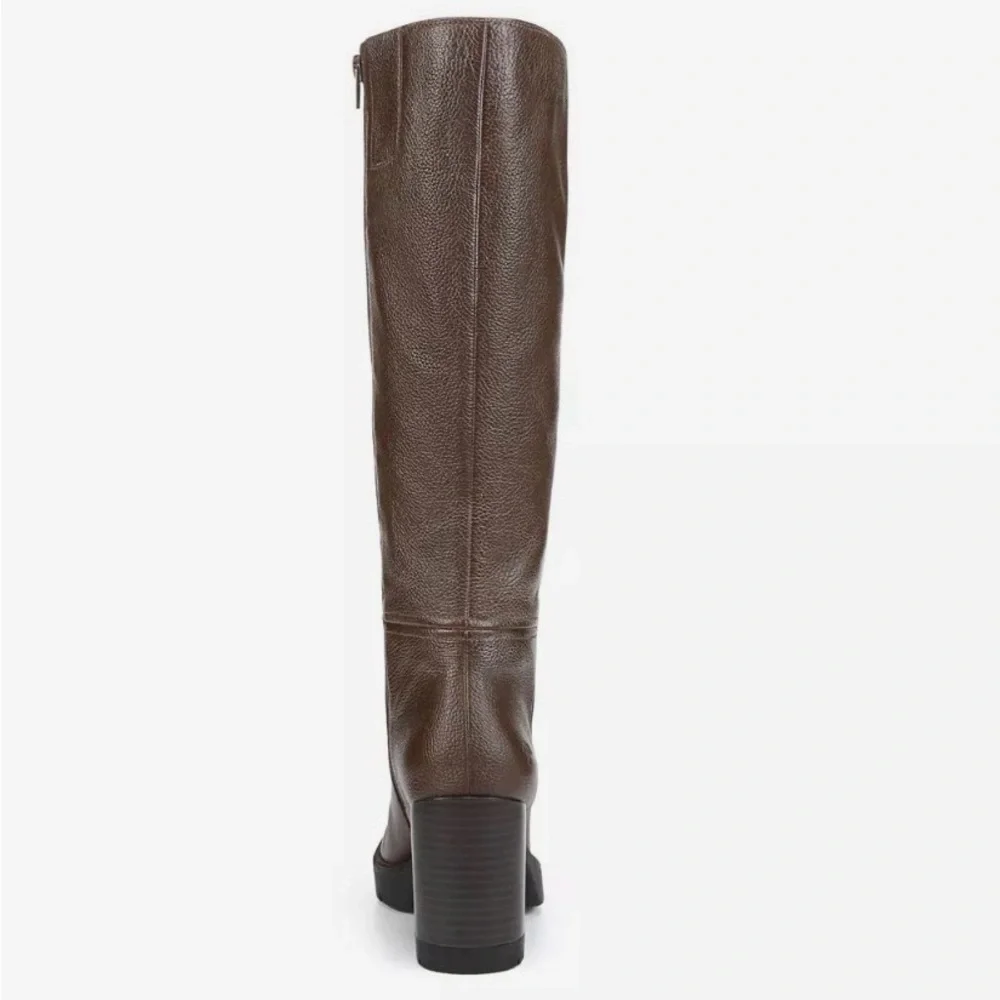 Naturalizer Willow Chocolate Brown Leather Over-the-Knee Block Heel Boots